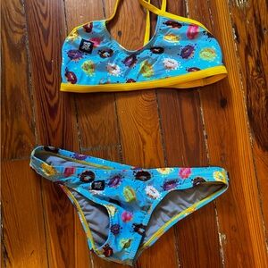 Hardcore Sport Brand Women’s Athletic Swim Set - Donuts Pattern, M